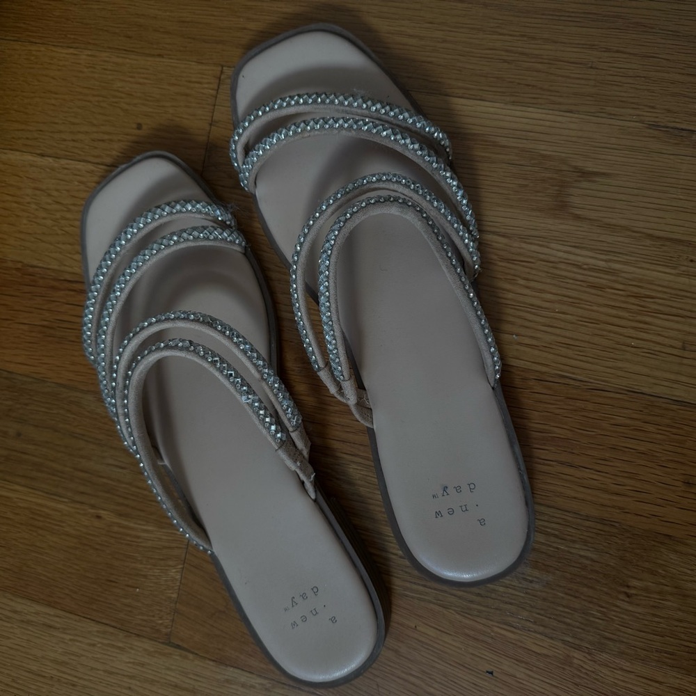a new day Beige and Silver Sandals
